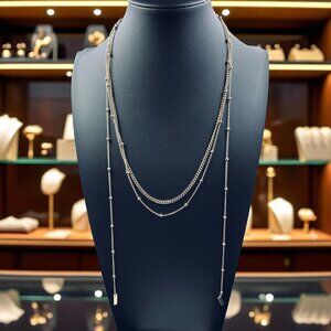 Ettika Layered Gold Tone Beaded Chain Necklace Adjustable Minimalist Boho Chic